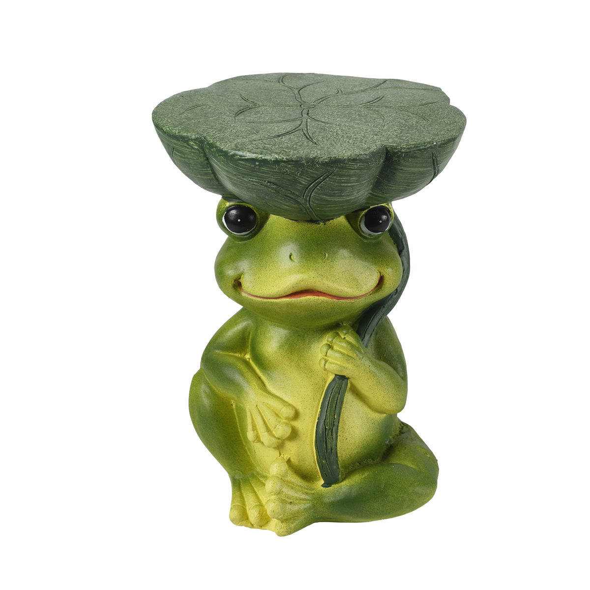 Magnesium Oxide Frog Stool Garden Statue with Lotus Leaf Seat - Outdoor Decor