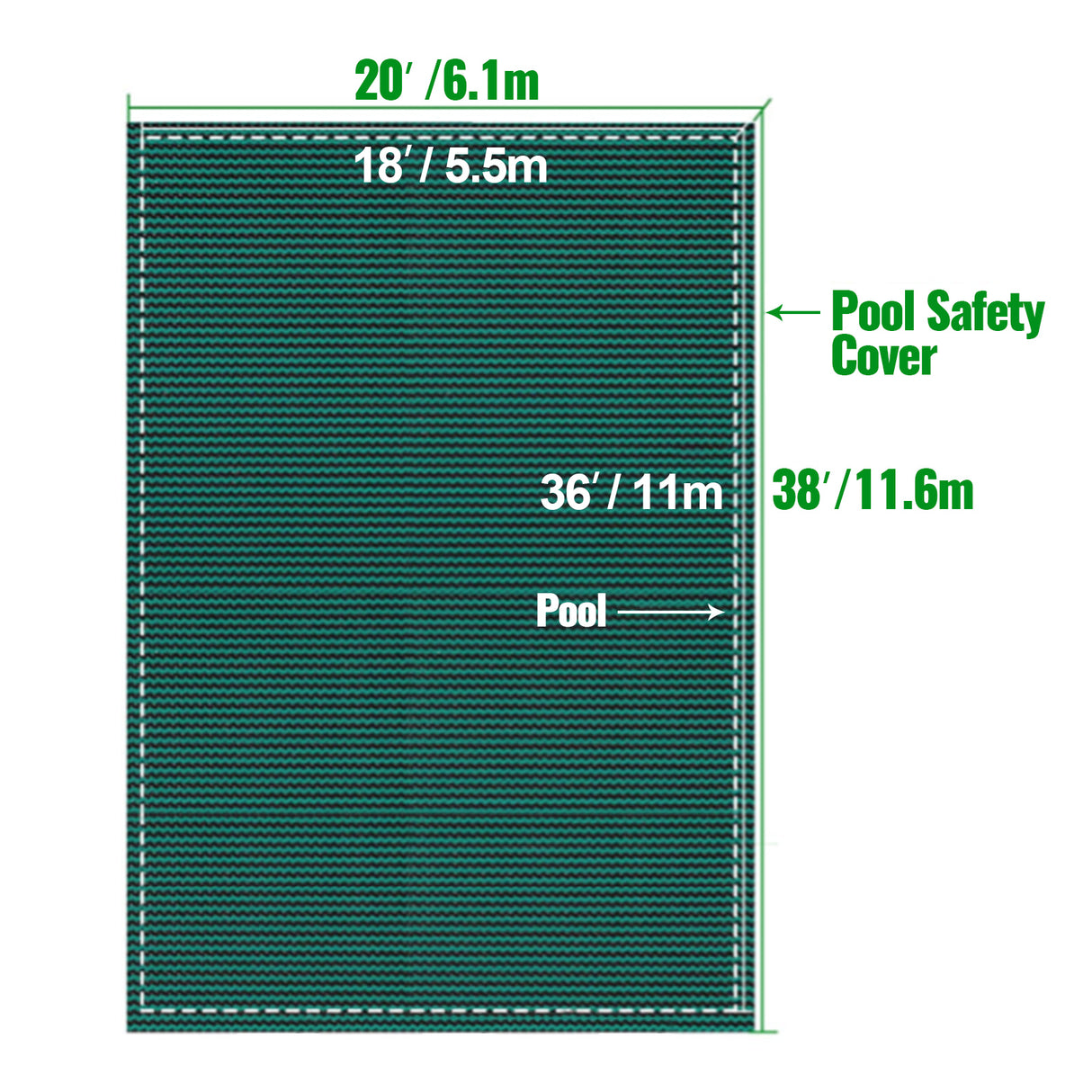 Pool Safety Cover Fits 20 x 38 ft Rectangle Inground Pools