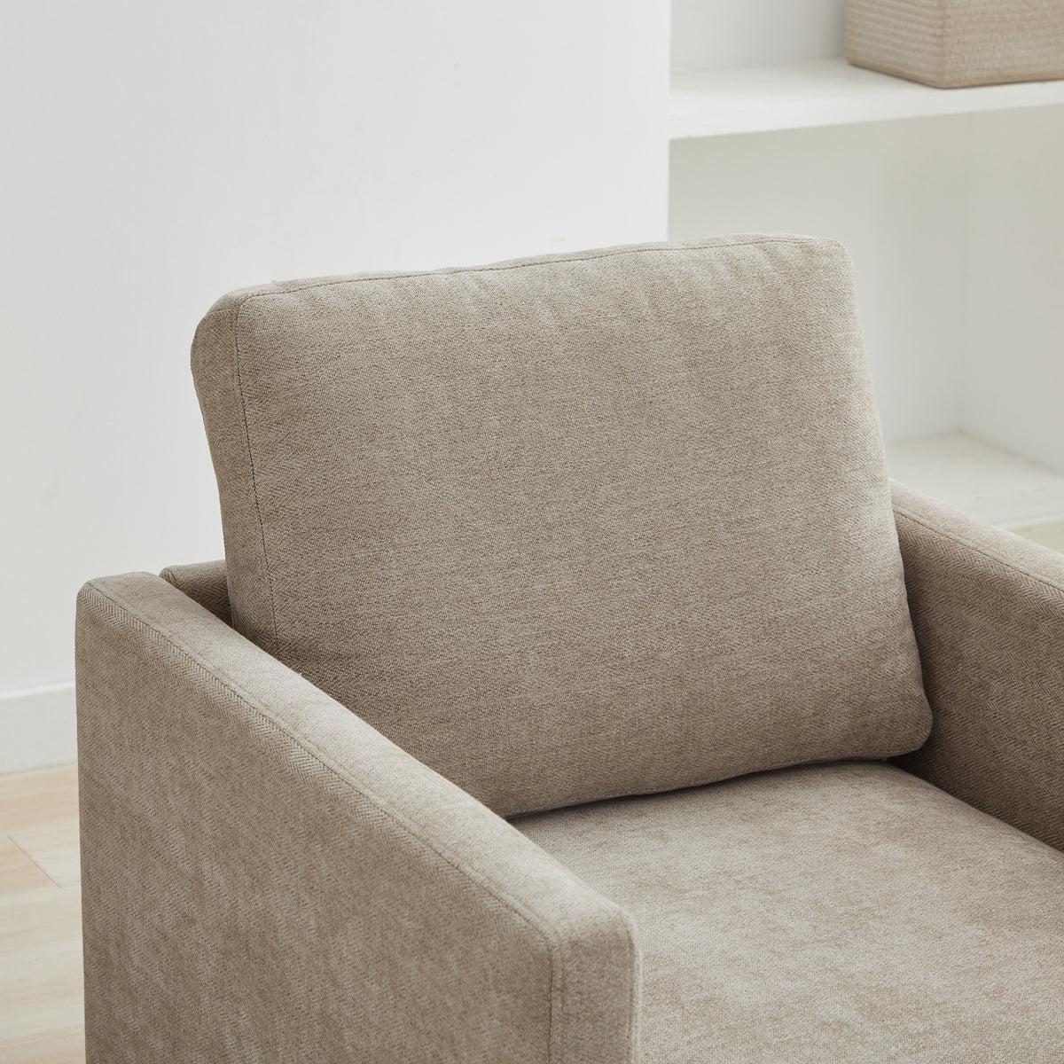30.5"W Square Upholstered Swivel Accent Chair - Taupe
