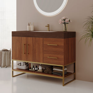 36" Modern Free-Standing Bathroom Vanity with Seamless Ceramic Sink