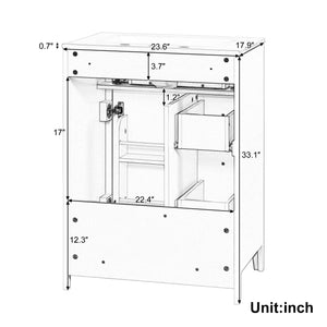 24" Modern Bathroom Vanity with Ceramic Sink