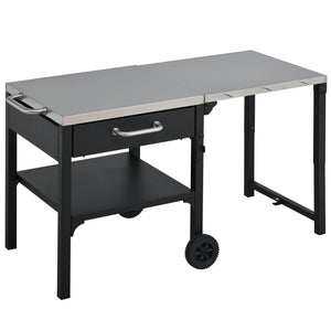 Foldable Outdoor Kitchen Cart With Storage For Patio