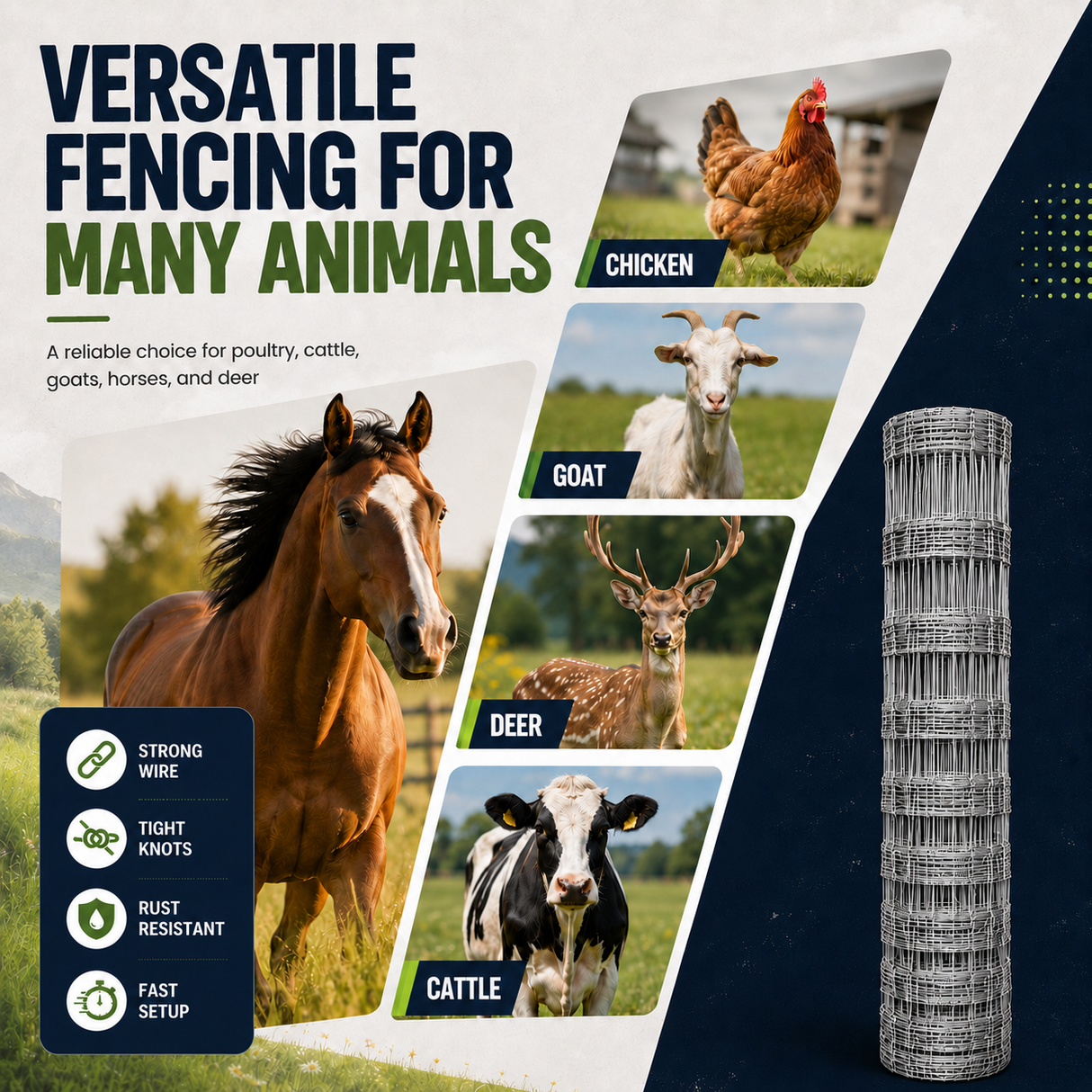 Farm Livestock Fence - 5.9 x 328FT Galvanized Iron Wire