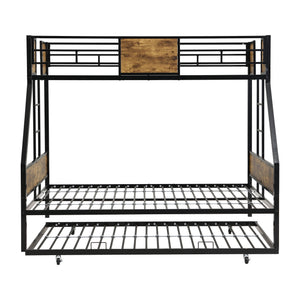 Modern Metal Bunk Bed With Side Ladders And Guardrail