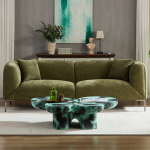 Modern 3-Seat Sofa, 82-Inch, Green Boucle Fabric