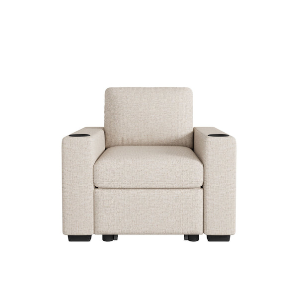 Single Pull Out Sofa Bed With USB Ports And Cup Holders
