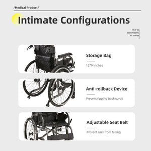 Premium Lightweight Foldable Transport Wheelchair For Adults