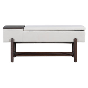 TREXM Farmhouse Upholstered Storage Bench with Hidden Compartment - Espresso
