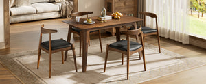 5-Piece Dining Set with Table and Chairs - Walnut & Black