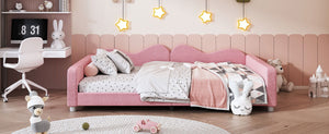 Upholstered Daybed, Sherpa Fabric Sofabed With Cloud-Shaped Backrest