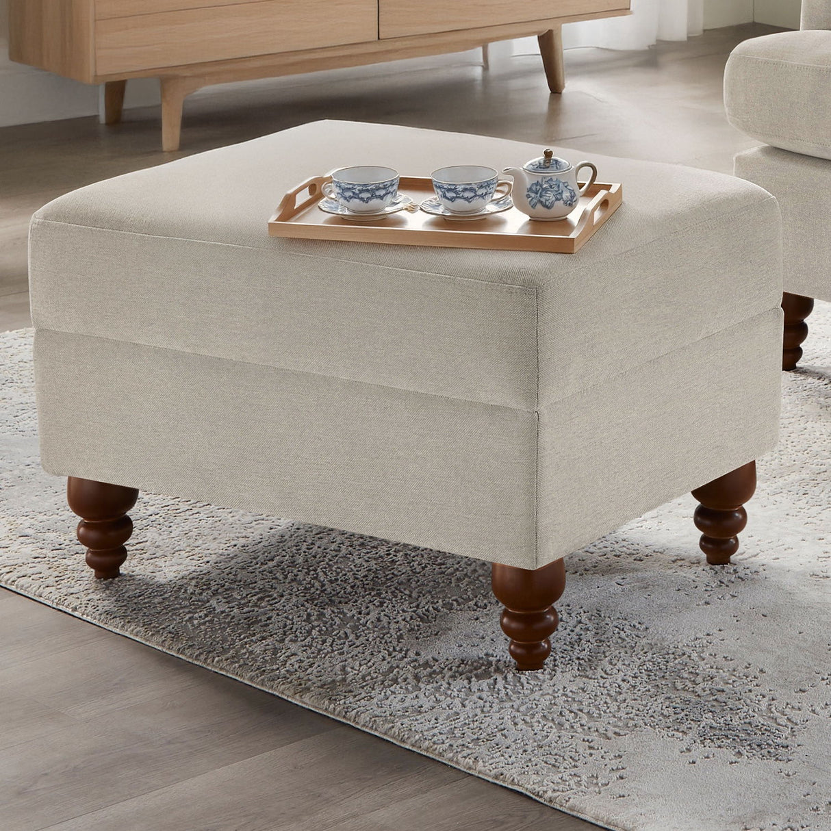 Candor - Ottoman Upholstered Footrest - Beige / Gray