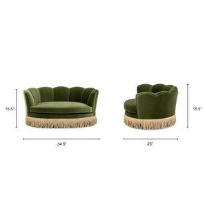 Clara 34.5" Scalloped Pet Sofa Bed - Medium, Olive
