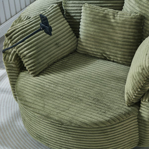 Swivel Accent Barrel Chair With Adjustable Phone Holder, 5 Pillows For Living Room