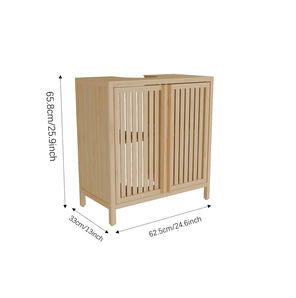 Natural Bamboo Large Capacity Basin Cabinet
