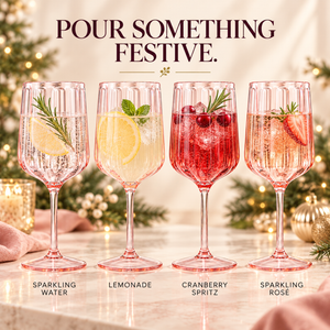 Khen Acrylic Lucia Stemmed Goblets - Set of 6 |14oz | Pink