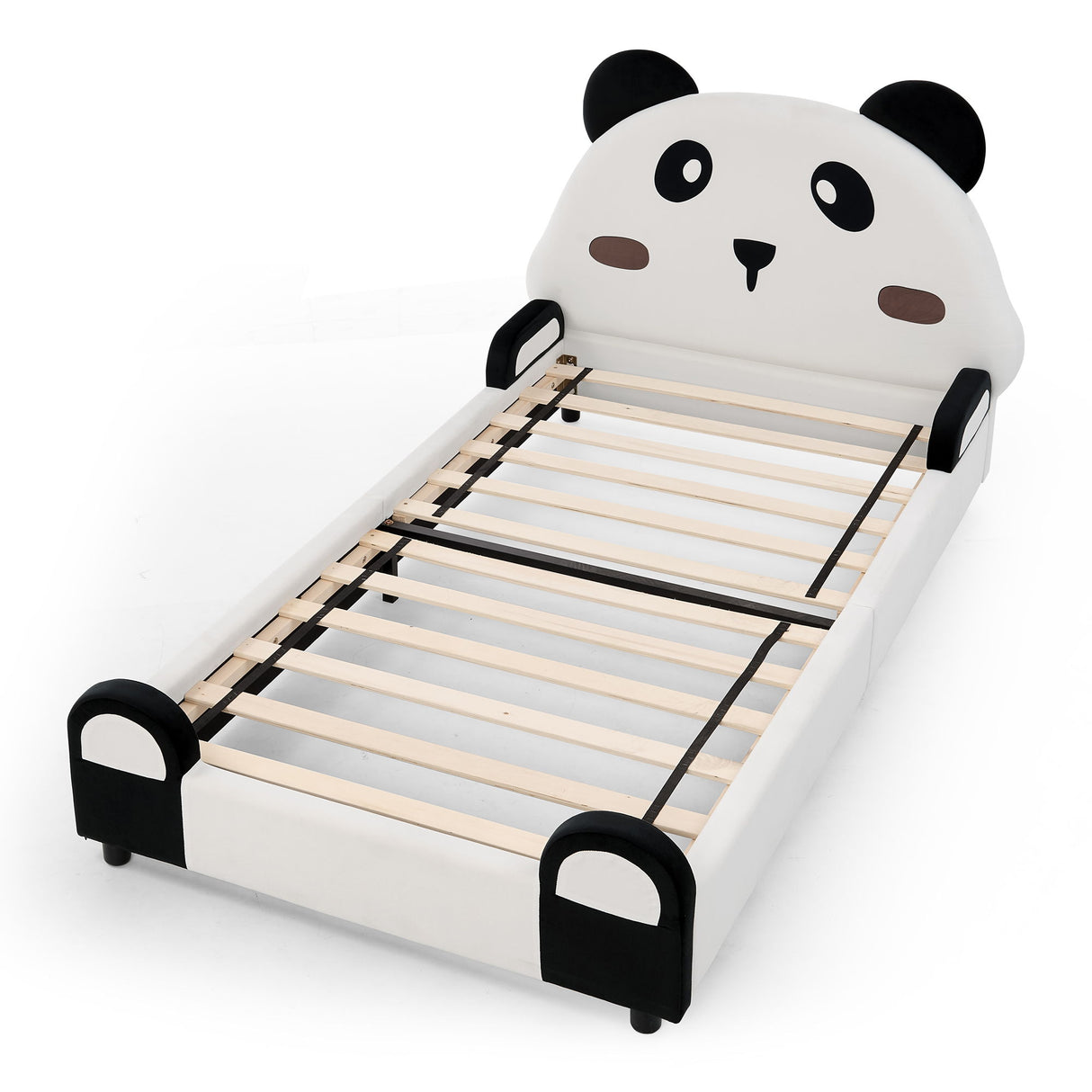 Twin Size Cute Panda Shaped Kids Bed - White / Black