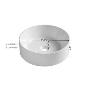 JINBO 16'' Bathroom Round Solid Surface Basin Without Faucet Hole