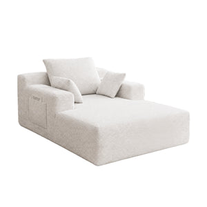 71.65'' Corduroy Chaise Lounge Sofa with Cup Holders & Storage Pocket