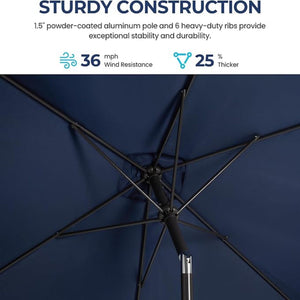 Rectangular Patio Umbrella With Crank Tilt, Polyester UV-Resistant Canopy