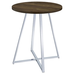 Burkhart - Round Height Bistro Bar Table - Brown Oak