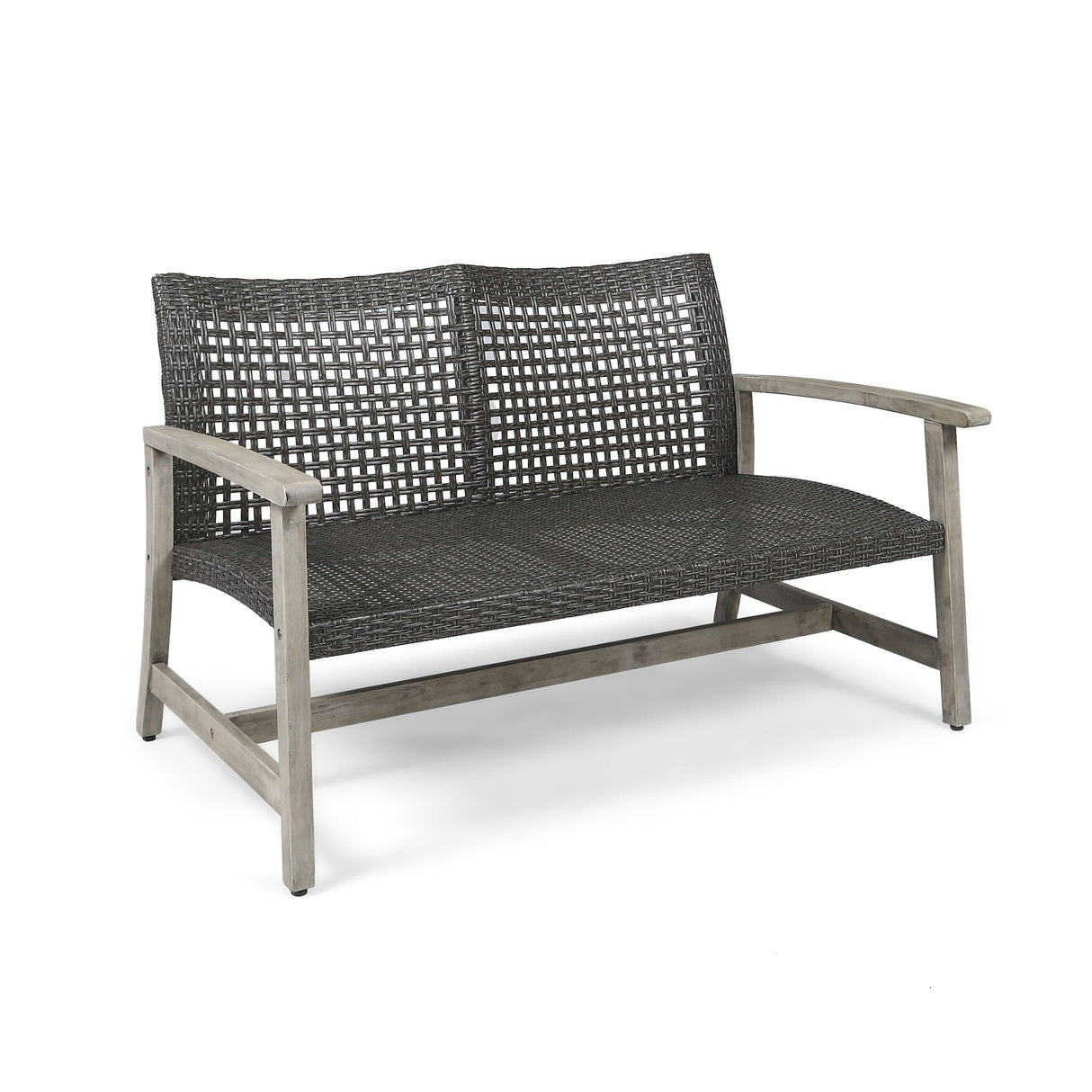 Hampton - Outdoor Wood And Wicker Loveseat - Gray - Best Buy Furniture