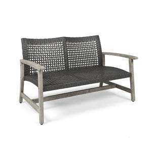 Hampton - Outdoor Wood And Wicker Loveseat - Gray - Best Buy Furniture