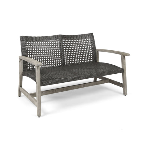 Hampton - Outdoor Wood And Wicker Loveseat - Gray - Best Buy Furniture