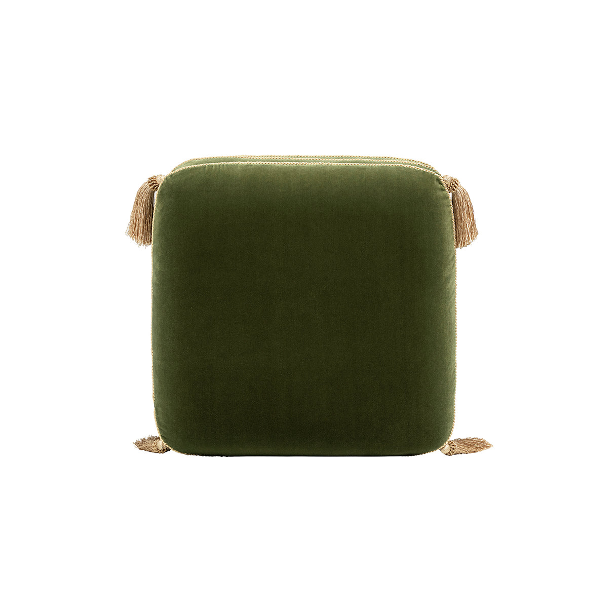 Monarch 19.5" Tassled Ottoman, Olive