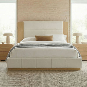 Modern Upholstered Platform Bed With Extended Headboard