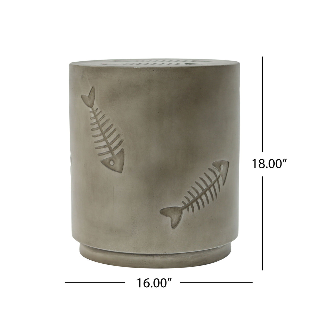 Rustic Magnesium Oxide Side Table With Fish Pattern Design - Gray - Best Buy Furniture