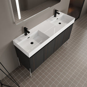 Freestanding Bathroom Vanity With Resin Sink And Storage Cabinet