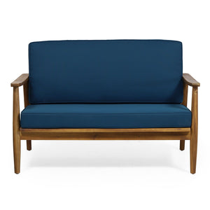 Outdoor Acacia Wood Loveseat Set With Coffee Table