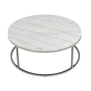 Zaidee - Mable Top Nickel Coffee Table - White - Best Buy Furniture