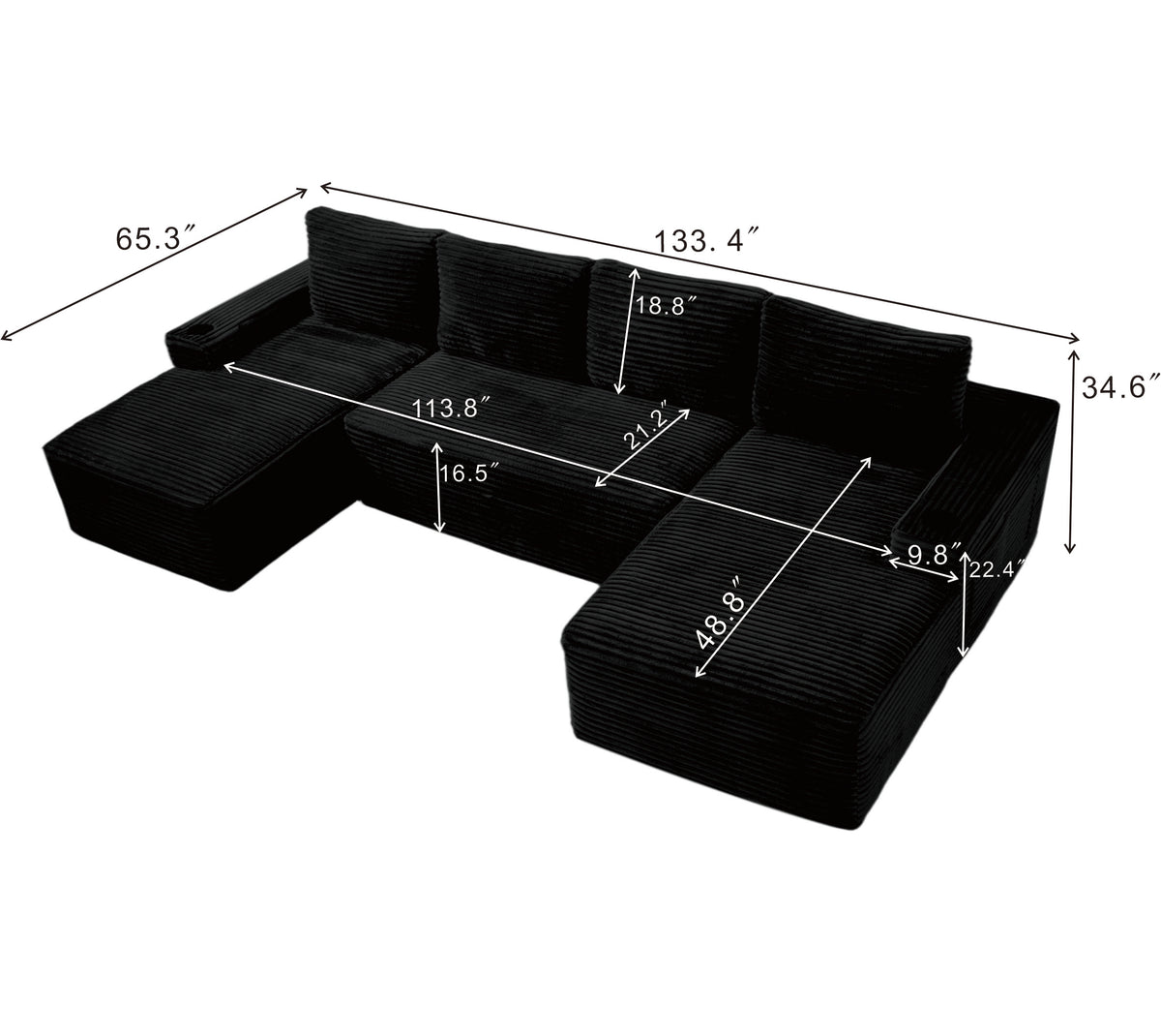 Compressible U-Shaped Sectional Sofa Set