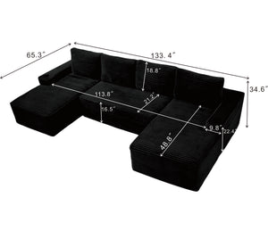 Compressible U-Shaped Sectional Sofa Set