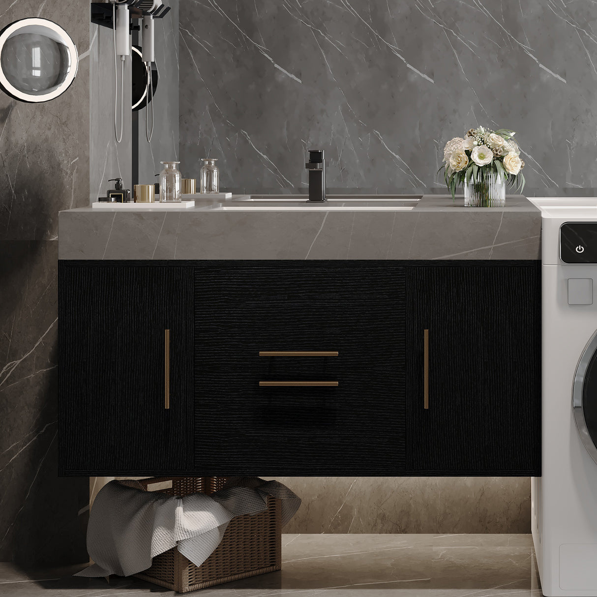 39.4 Inches Single Contemporary Floating Bathroom Vanity