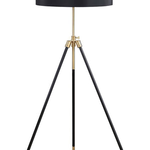 Tripod Drum Shade Floor Lamp With Rotary Switch - Black