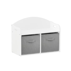 Toy Box Bench With Collapsible Drawers, Storage Cabinet Organizer - White