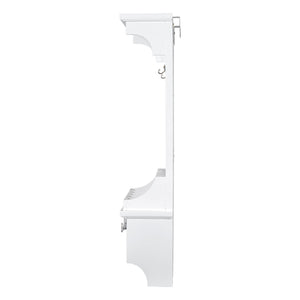 Floating Makeup Vanity With Big Mirror, Wall Mounted Storage Vanity With Drawers, Pockets & Hooks, Space Saving Decorative Home Organizer - White