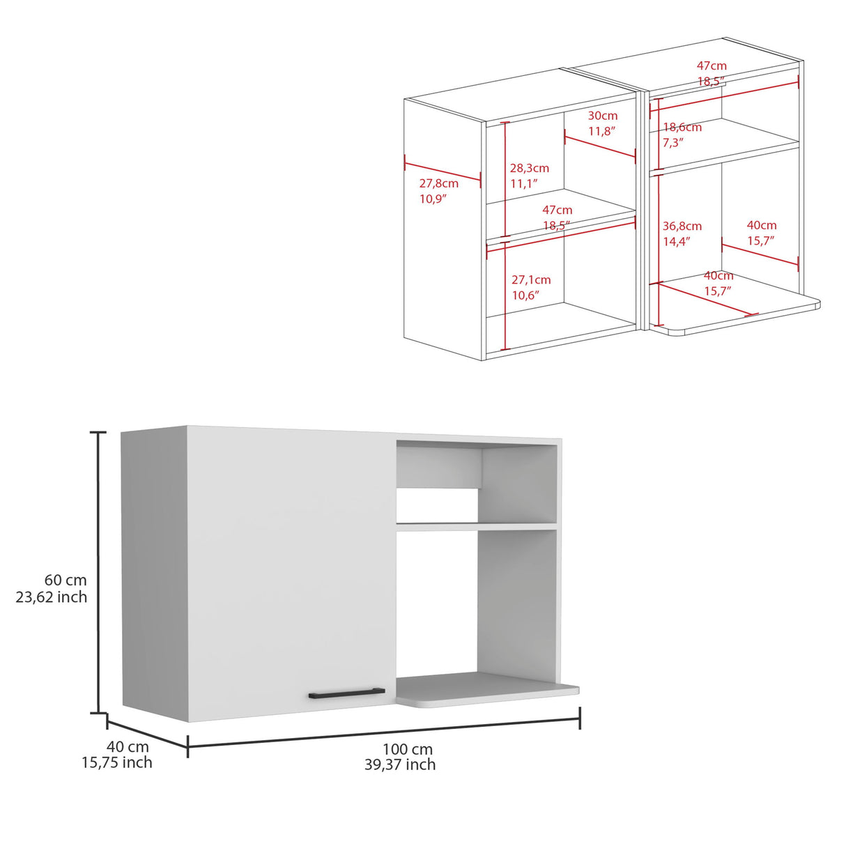Burwood - Kitchen Wall Cabinet With 2 Doors And Shelves - White