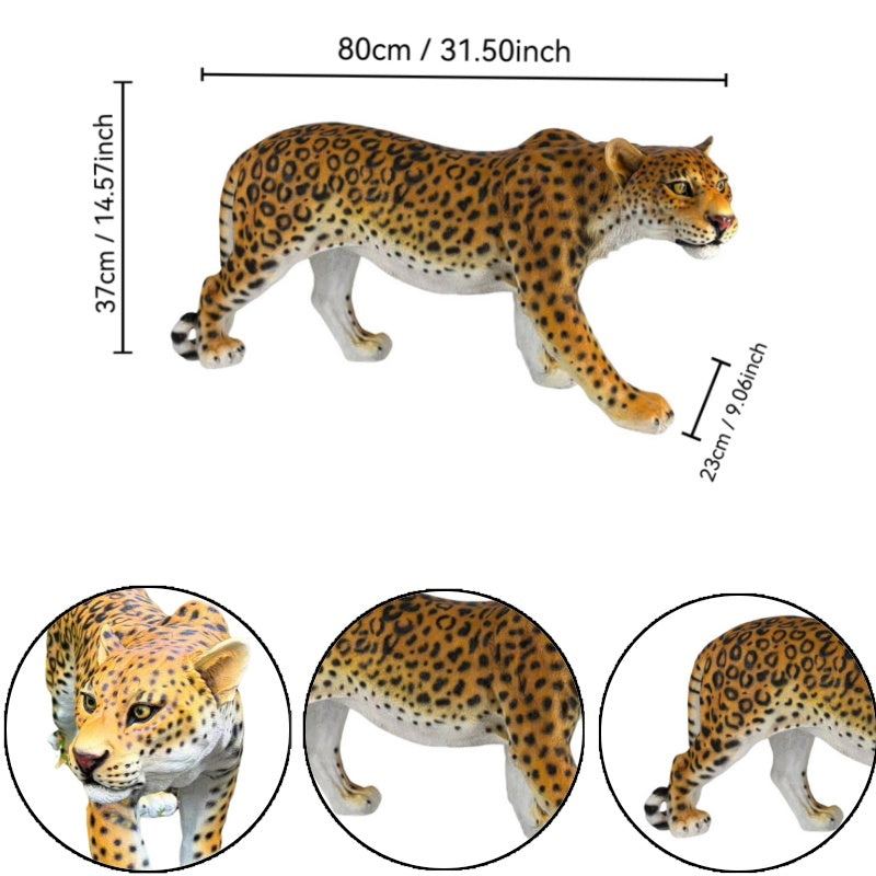 Realistic Leopard Garden Statue, 32'' Lifelike Resin Cheetah Sculpture, Waterproof Wildlife Animal Ornament for Yard Lawn Patio Backyard Outdoor Landscape Decor