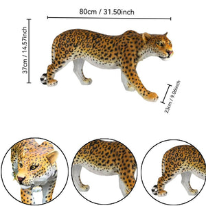 Realistic Leopard Garden Statue, 32'' Lifelike Resin Cheetah Sculpture, Waterproof Wildlife Animal Ornament for Yard Lawn Patio Backyard Outdoor Landscape Decor