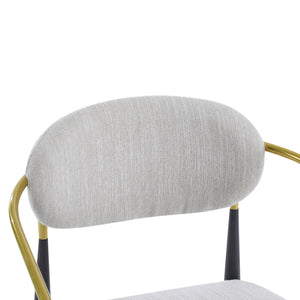 Mid Century Modern Upholstered Accent Armchair With Tapered Legs - Beige / Black / Gold