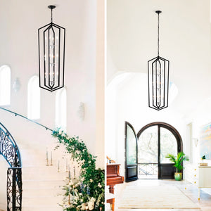 12-Light Farmhouse Kitchen Chandeliers, Matte