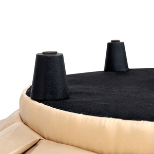 Roquefort 24.5" Round Tufted Velvet Pet Bed with Box-Pleated Skirt