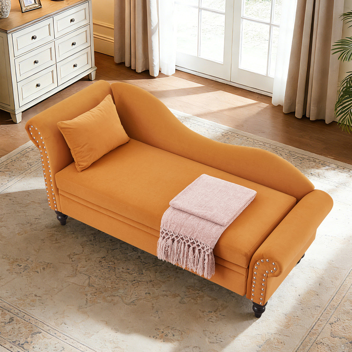 64.5'' Modern Velvet Chaise Lounge
