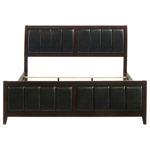 Eastern King Panel Bed With Upholstered Headboard And Footboard - Cappuccino