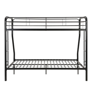 Modern Twin Over Full Metal Bunk Bed With Trundle And Dual Side Ladder And Metal Design - Black / Brown