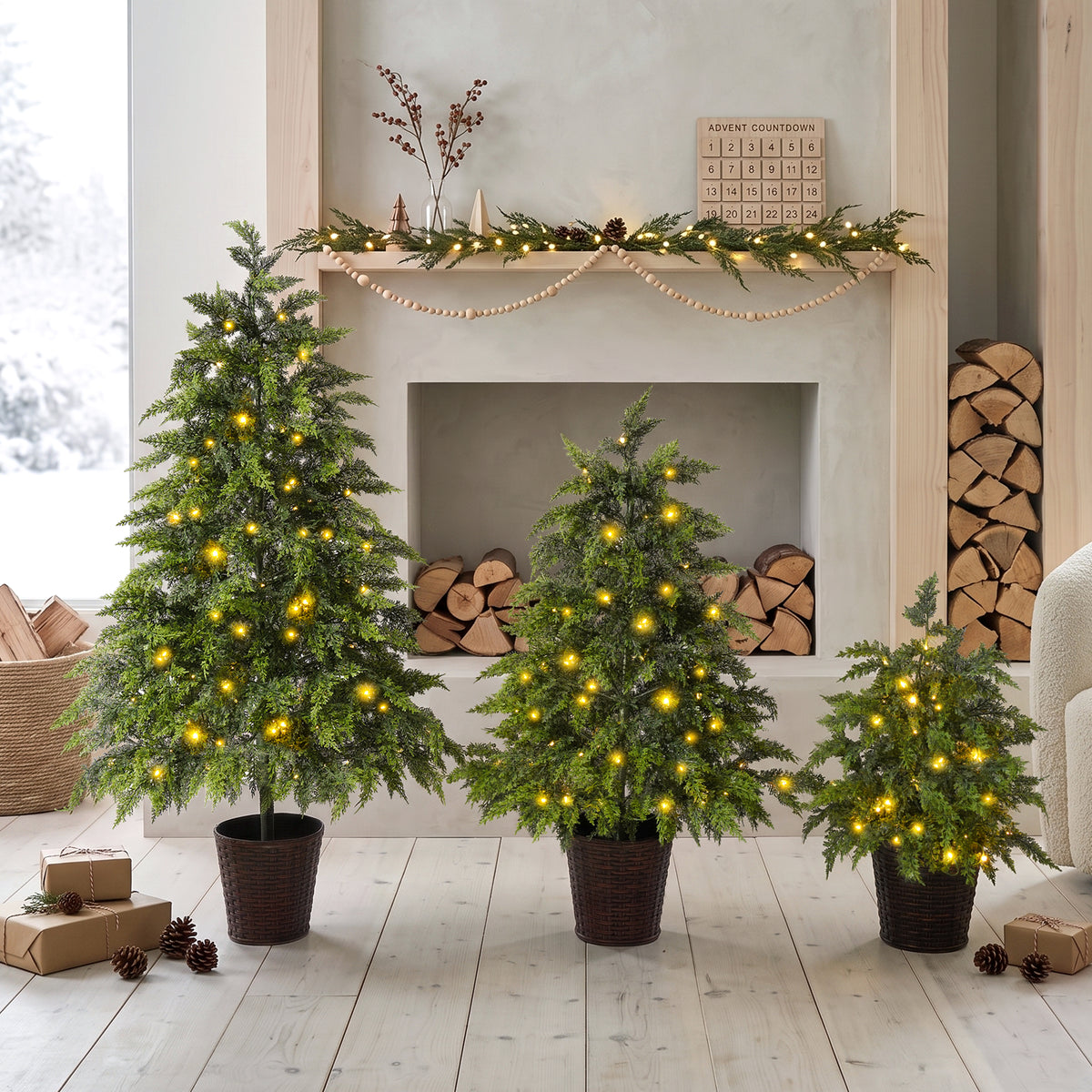 3-Piece Pre-Lit Christmas Tree Set