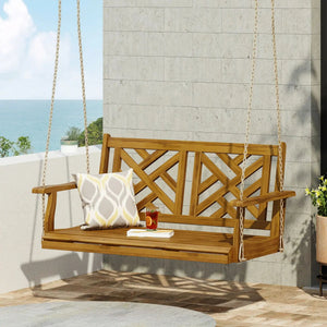 Alejandro - Acacia Wood Porch Swing With Slat Panel Seating - Best Buy Furniture